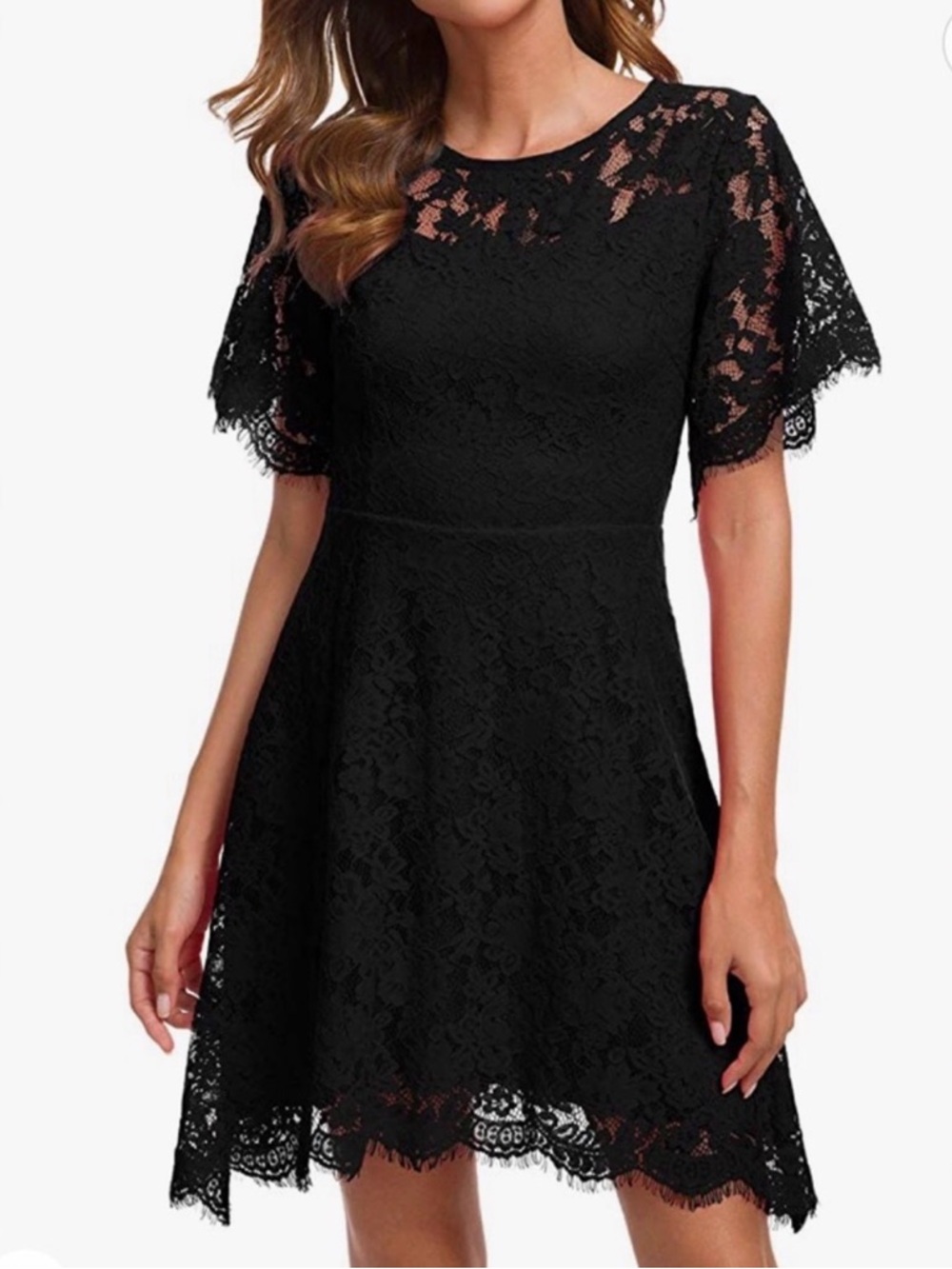 Black Lace Fit & Flare Dress Cocktail Party Dress